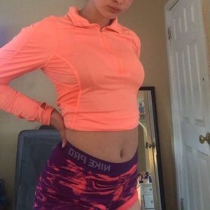 NEON ORANGE LONG SLEEVE HALF ZIP UP!!!!!